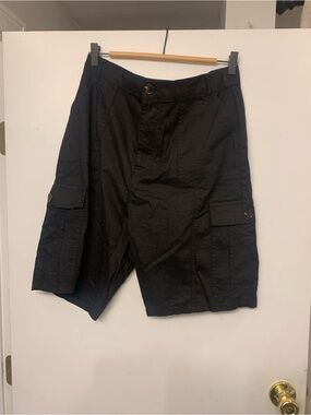 Black Cargo Shorts - Utility Pocket Design